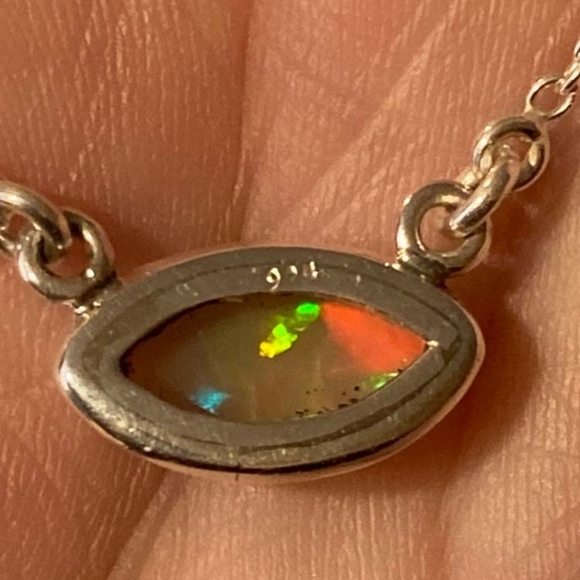 Genuine Well Opal .925 Sterling Silver Necklace - Picture 3 of 4
